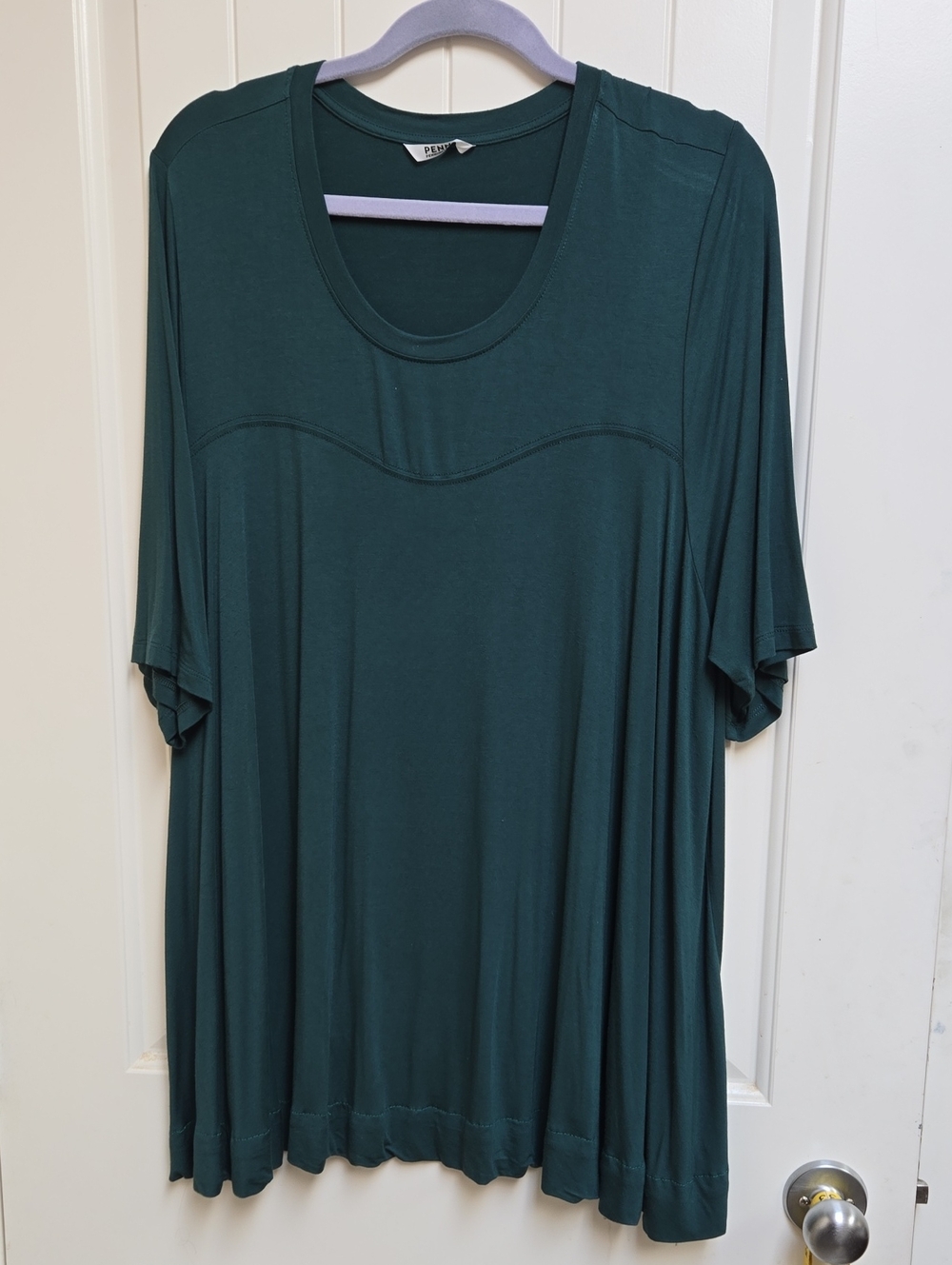 Penningtons Women's Plus Size 2x  Forest Green Scoop Neck Short Sleeve Top